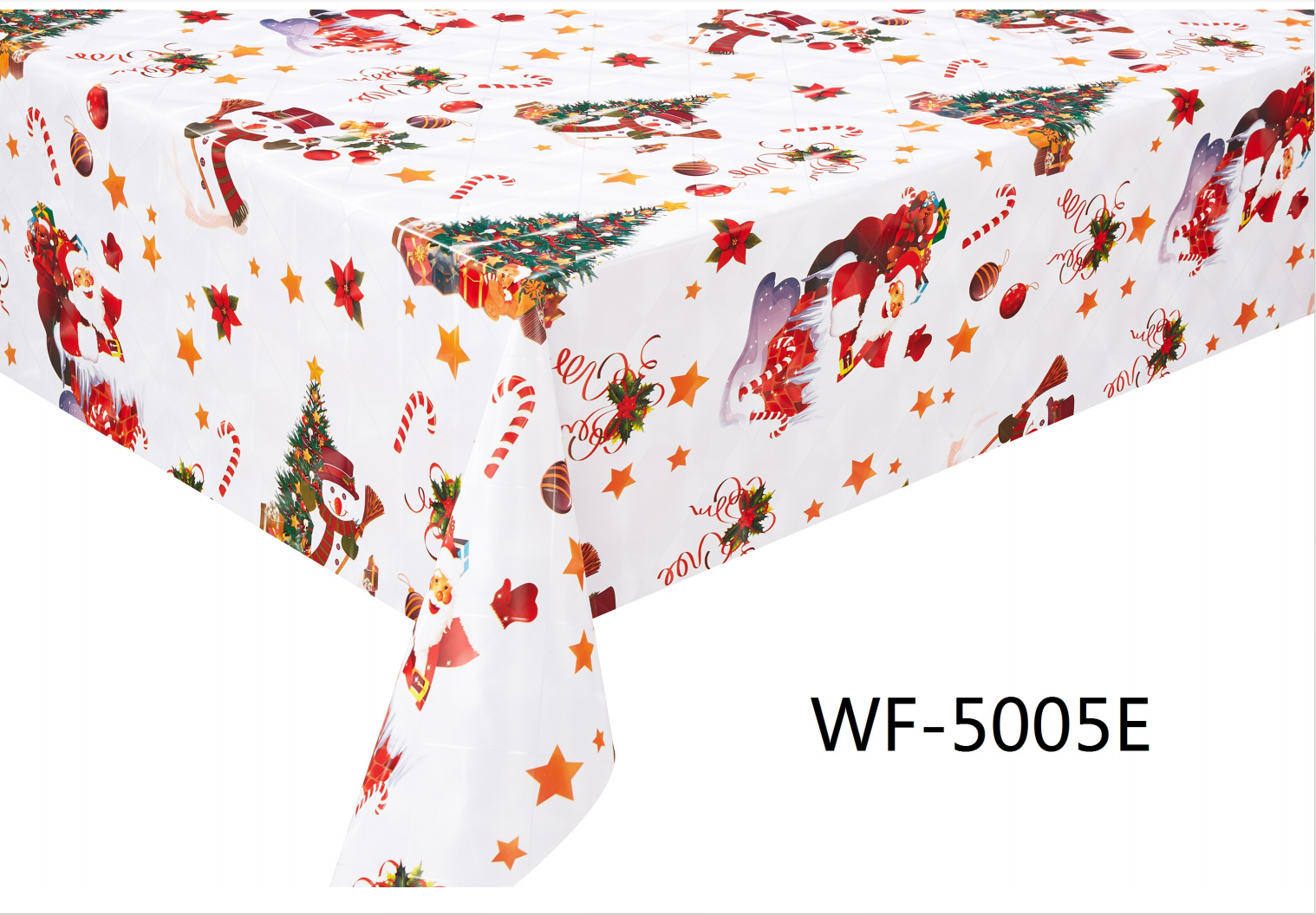 Christmas colors PVC tablecloth with nonwoven/Polyester backing