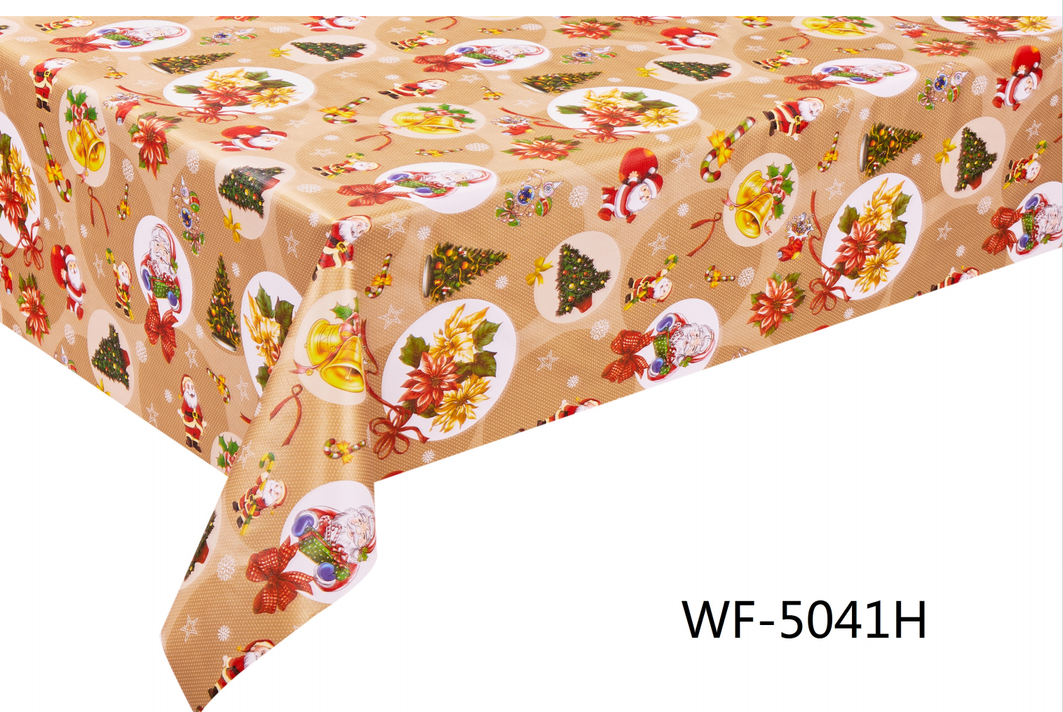 Christmas colors PVC tablecloth with nonwoven/Polyester backing