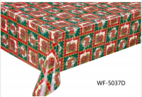 Christmas colors PVC tablecloth with nonwoven/Polyester backing