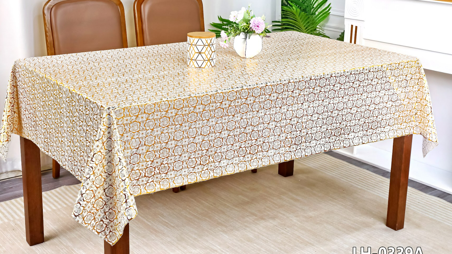 Gold/Silver PVC LACE Tablecloth with bottom film