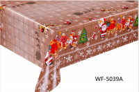 Christmas colors PVC tablecloth with nonwoven/Polyester backing