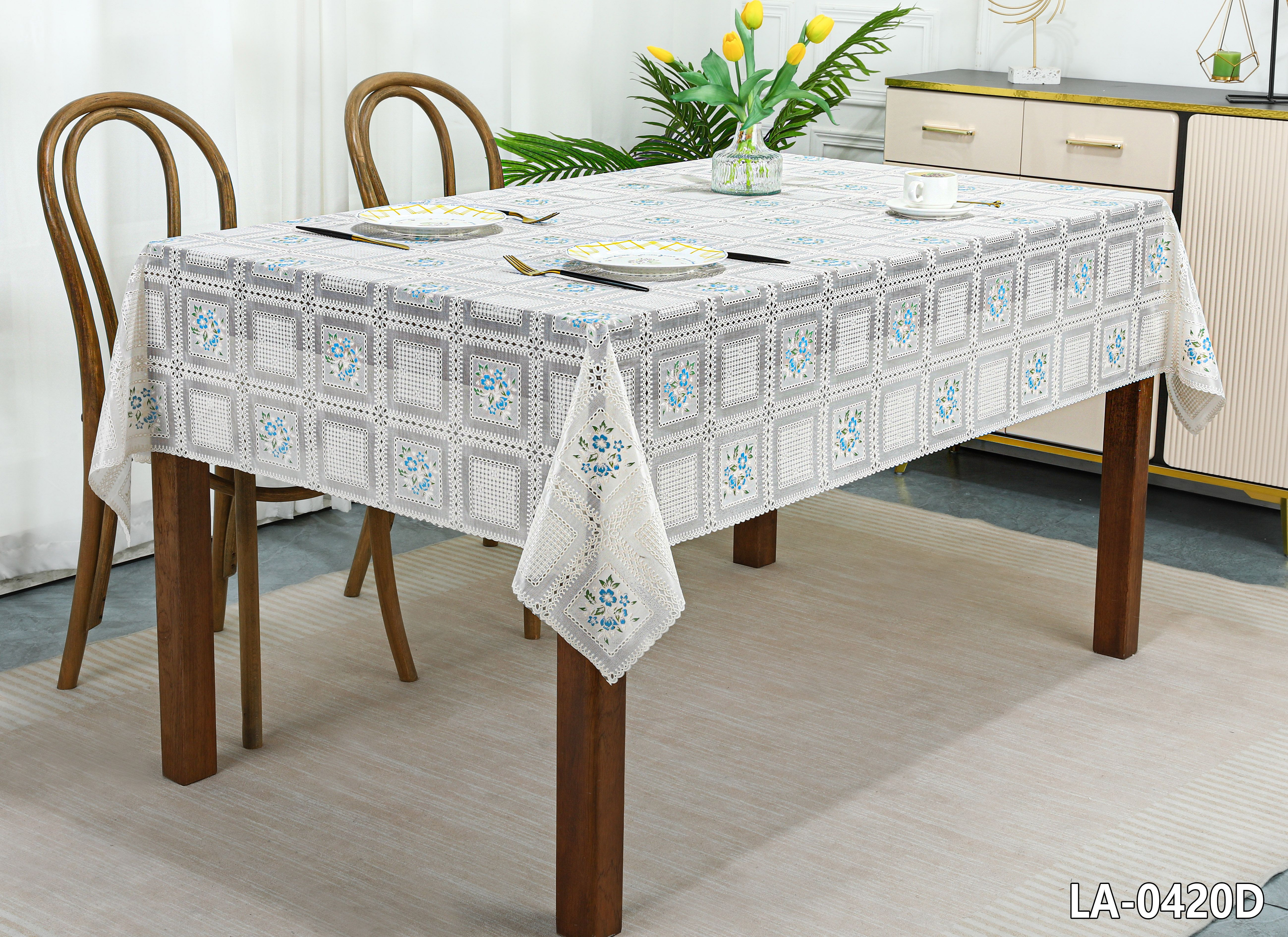 Printing PVC LACE Tablecloth with bottom film